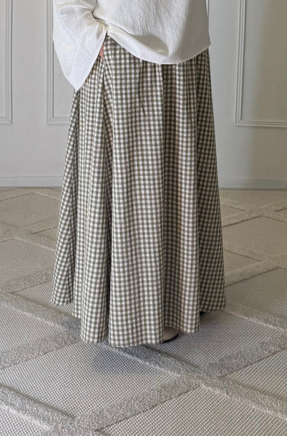 JUPE VICHY | BLANC / VERT