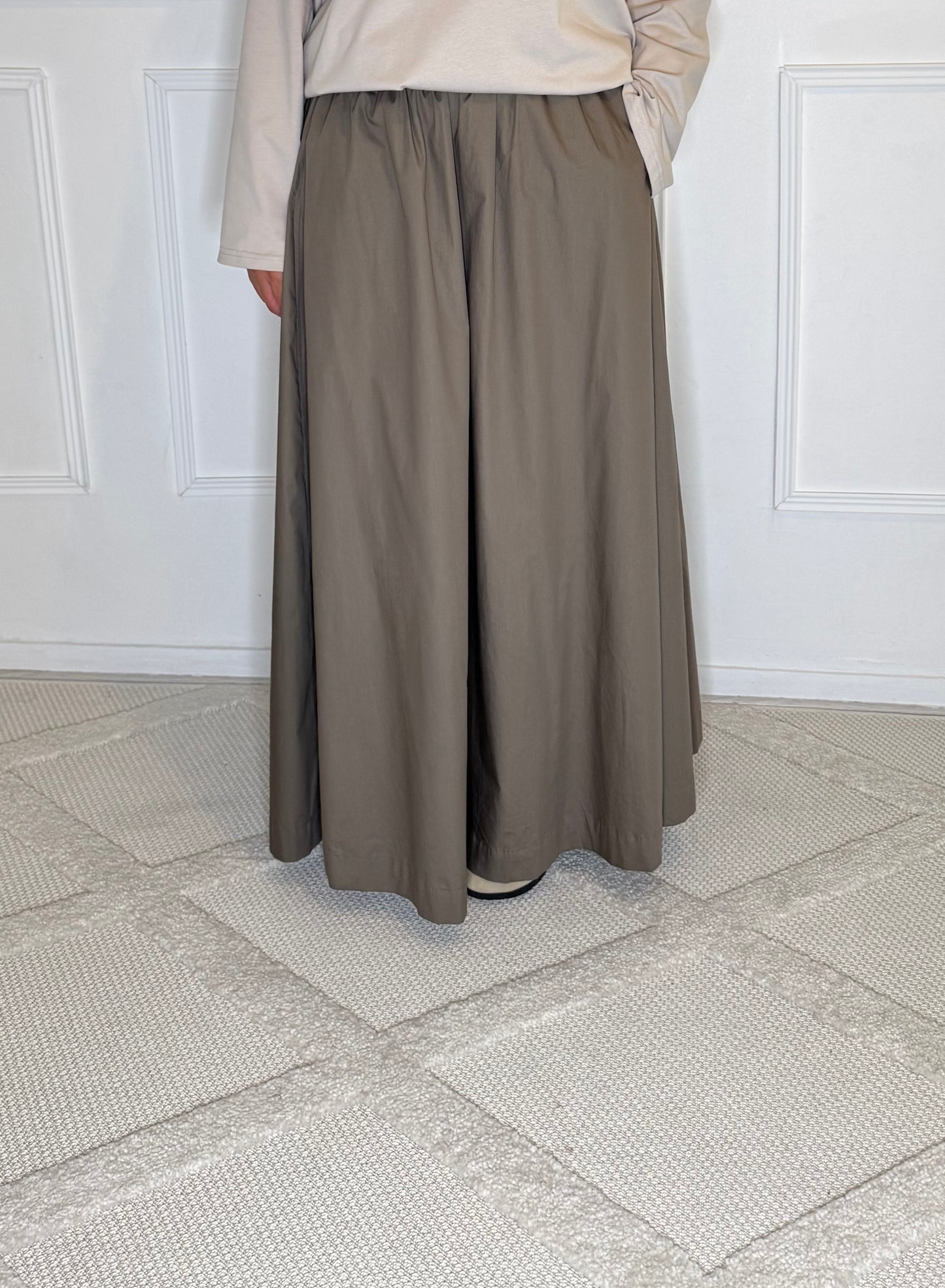 JUPE LONGUE TRAPÈZE | TAUPE