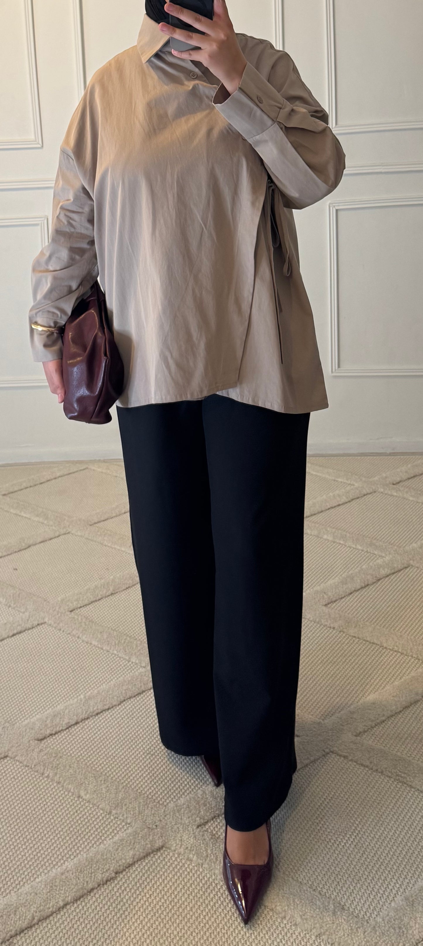 CHEMISE  CROISÉE | TAUPE